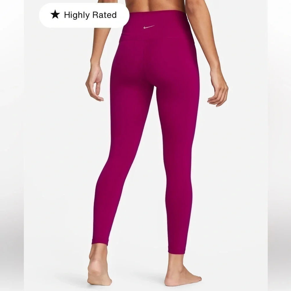 Brand New Nike Yoga Women's High-Waisted 7/8 Leggings Tight Fit Training Berry